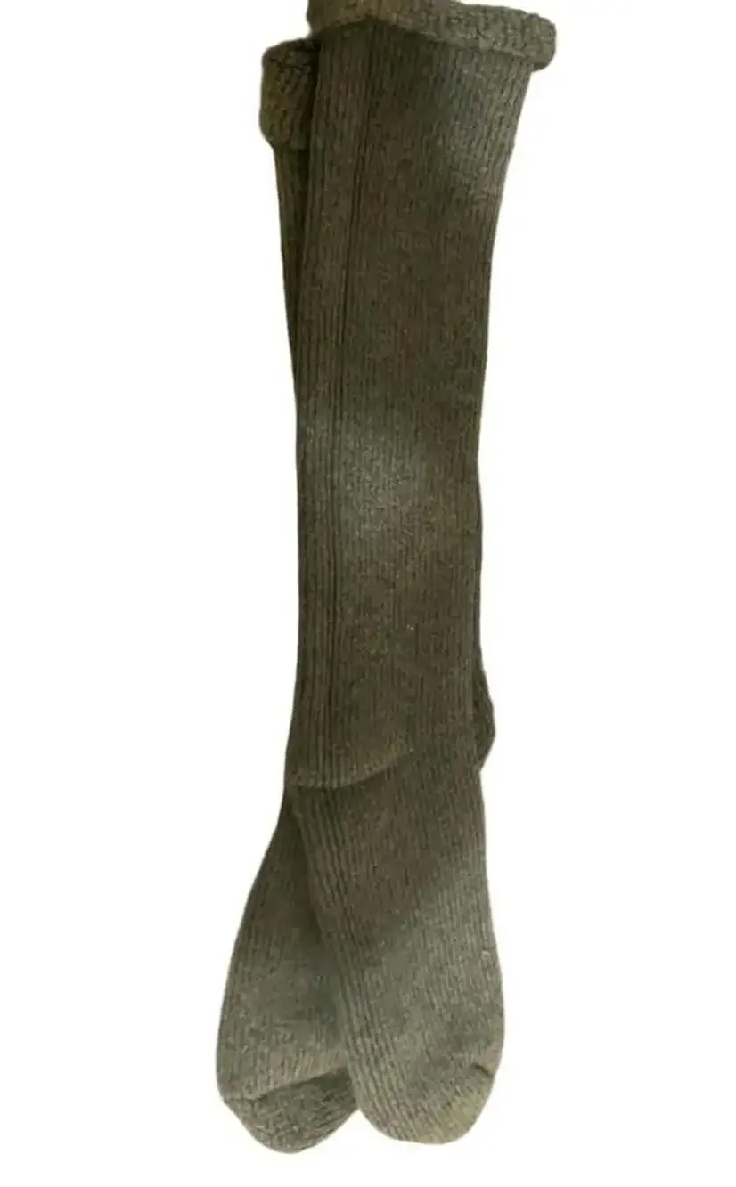 Chunky Knit Wool Ribbed Over-The-Knee Long Socks-Olive Green